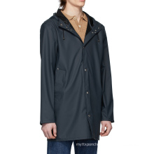 Long sleeve polyurethane-blend waterproof PU Rain coat for men in Lightweight